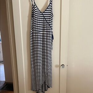 Striped Navy and White Maxi Dress